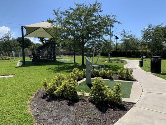 One of five exercise stations.