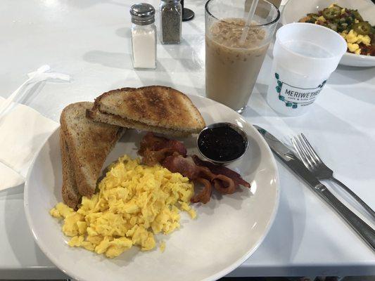 Lewis and Clark plate with iced latte! Added their homemade syrup for the latte SO GOOD