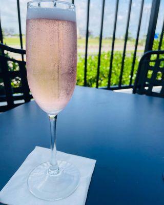 Vanilla cranberry mimosa and the view from my table.