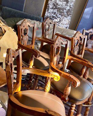 Rustic leather barstools