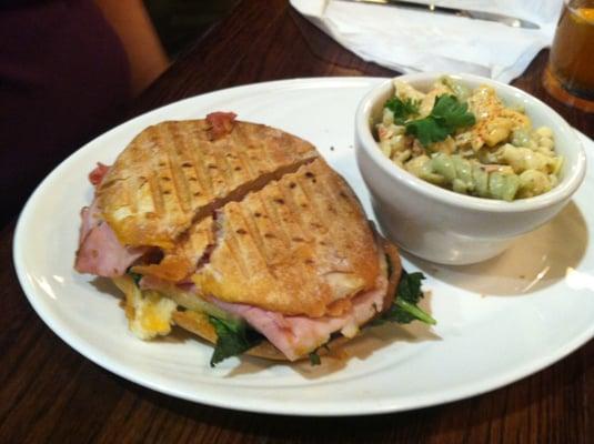 Spicy Ham Panini with Pasta salad