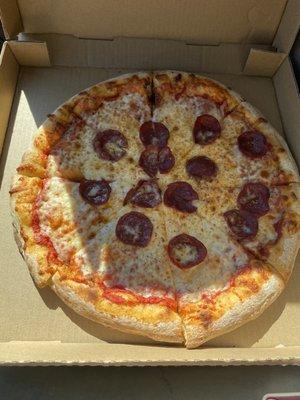 This is what $15 large pepperoni pizza I got !! This isn't what the picture advertised shows !! Scam!