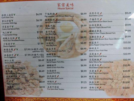 Authentic Chinese menu (back)