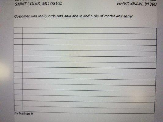 Photo of "rude" invoice sent to me by Nathan H.