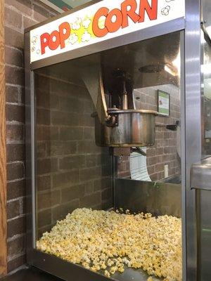 The employee made fresh popcorn just for us!