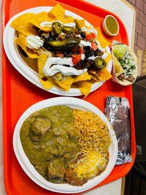 Lengua Taco, Nachos, & Chile Verde