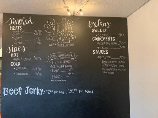 Sid's BBQ & Jerky Menu