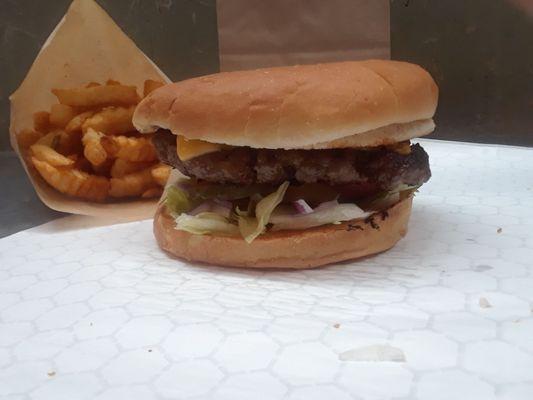 1/4 lb cheese burger and fries