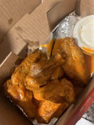 Medium wings. Perfect sauce and not fatty at all