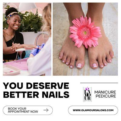 We make sure that your nails always look their best - no matter the occasion! Call 248-423-7776 or visit www.glamoursalons.com to make an ap