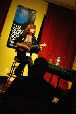 Songwriter Holland Greco performing at The Forum, a monthly free event at The Songwriting School of Los Angeles.