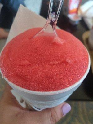 Strawberry shaved ice, small. They really packed it and filled it to the top. Tastes like fresh strawberries...so good.