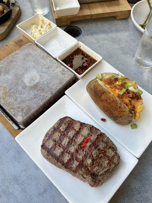 Delmonico with hot stone