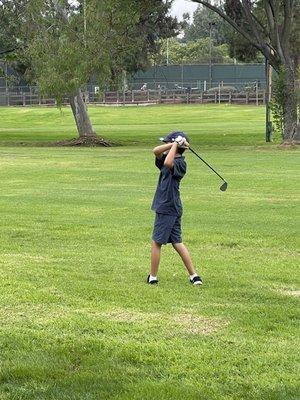 Lots of green, lots of trees, fresh cut grass, nice little course.