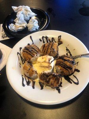 Dessert Fried cookie dough 5 stars. I recommend cutting the little ball in half and topping with some ice cream