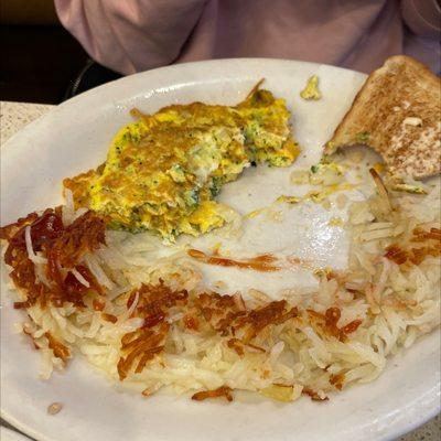 Omelette with broccoli and American cheese