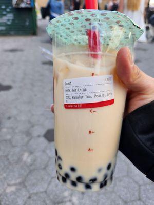 Gong cha.. green Macha tea... is it... green? Not even brown.. what is it?? Milk sugar tea for almost $9??