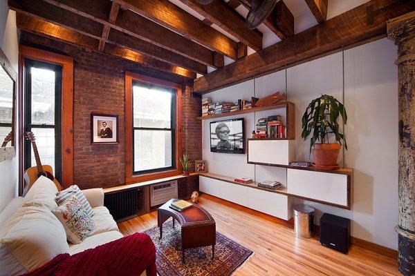 Not a typical living room. New York City apt. feeling and beautifully designed by MeldNYC.