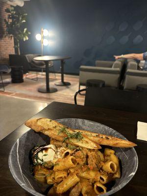 Rigatoni Bolognese with Burrata