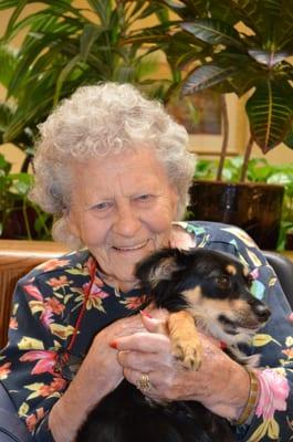 Margaret, a Sandpiper resident with her friend, Lucy