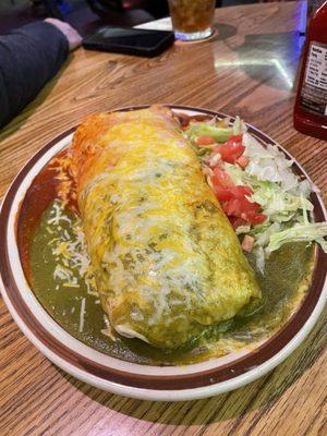 Ground beef n bean smothered burrito! Christmas style of course :-)