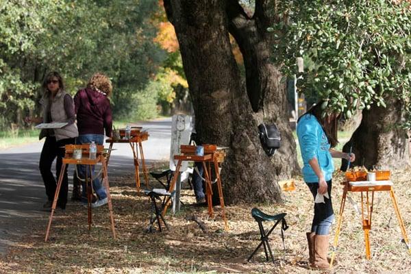 students painting in Napa Valley