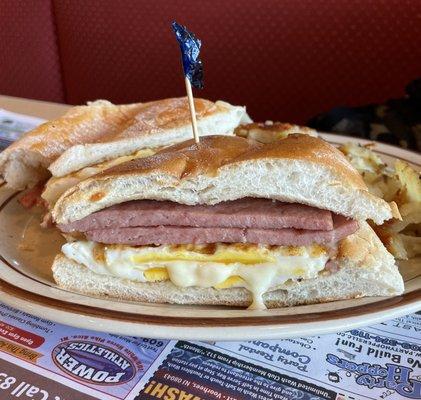 pork roll and cheese sandwich - yum! yum!