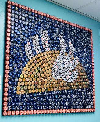 CT's familiar bottle cap mosaic at the new location in Amalie Arena.