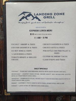 Express lunch menu