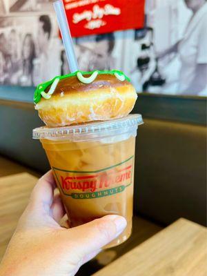 Donut and iced coffee