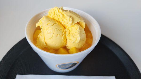 Mango madness (mango purree, mango ice cream, fresh cut mango, pomelo, sago)