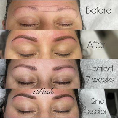 Powder Brows journey for sensitive skin type. Service is customized for soft results. Every skin and brow shape is different. ilashct.com