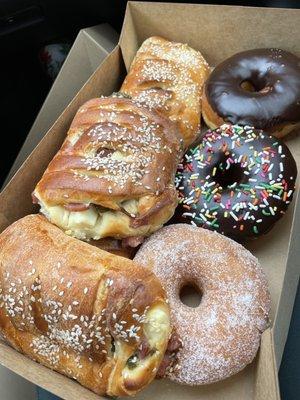 Donuts, ham & jalapeño pastry.