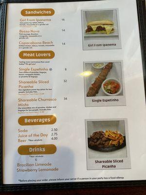 Menu side 1