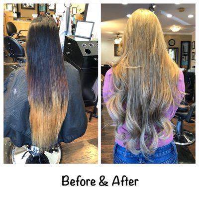 Color correction, first session to a platinum blonde. Great work by Marisela.