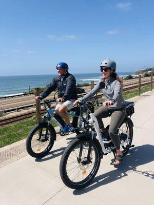 Cruisin the rail trail on Coastal e-Bike rentals