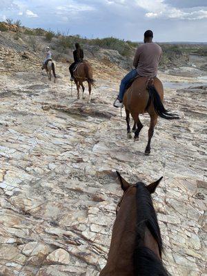 passing through dry riverbed