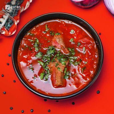 Borscht made from tender beef and a variety of healthy vegetables