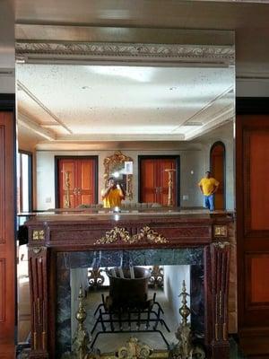 French Antique Mirror over Fireplace at Turnberry Isles Lobby North Miami Florida...by Manor Mirror