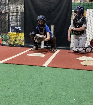 Softball weekly group catching lessons.