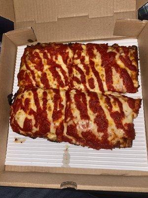 Small cheese and pepperoni. Detroit style.