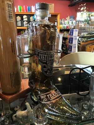 Cowboy Boot Tequila Decanter with two shot glasses