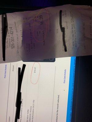 Receipt & bank charge