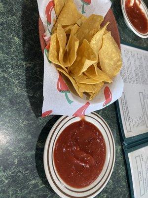 Chips and salsa (more like marinara)