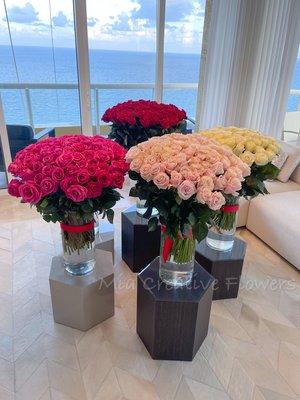 100 roses multiple bouquets