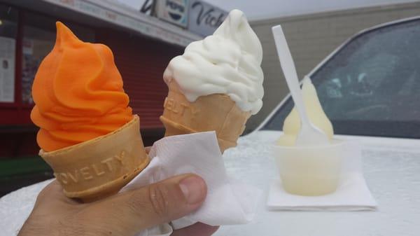 Orange sherbet vanilla custard n lemon ice 1.25 each