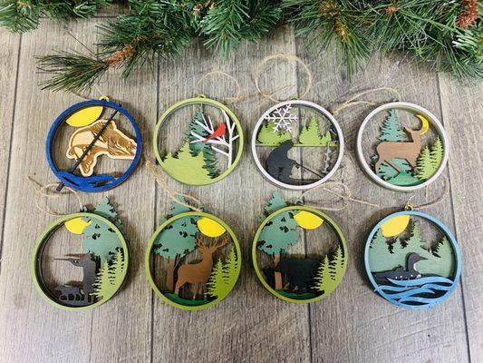 Locally made 3D ornaments. Made in Nisswa