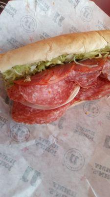 Spicy Italian sub at Jimmy John's. Good sandwich for the money.