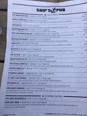 Draft menu