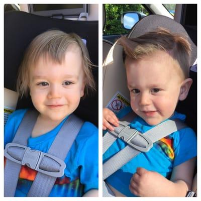 Before lil snippers but post haircut nightmare at other place and After lil snippers fixed him up!